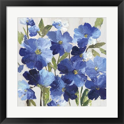 Framed Cobalt Poppies I Print