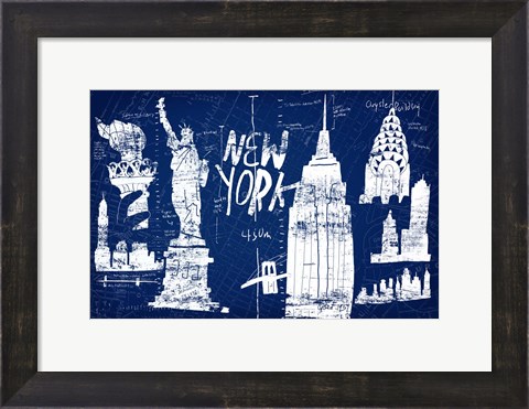 Framed New York Blue Print