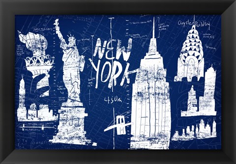 Framed New York Blue Print