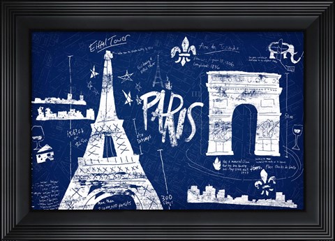 Framed Paris Blue Print