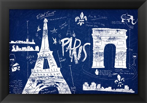 Framed Paris Blue Print