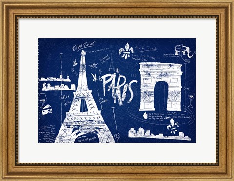 Framed Paris Blue Print