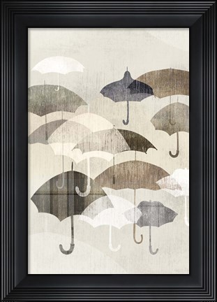 Framed Umbrella Rain I Print