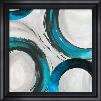 Framed Teal Ring I Print