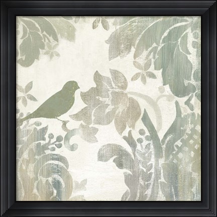 Framed Damask Bird I Print