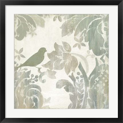 Framed Damask Bird I Print