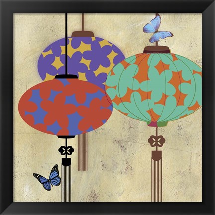 Framed Butterfly Lanterns Print