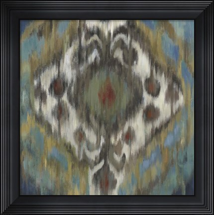Framed Peacock Ikat Print