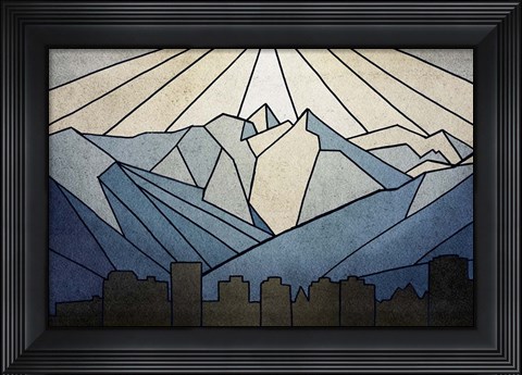 Framed Geometric Mountain Print