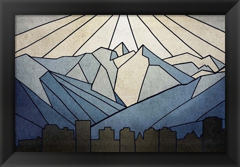 Framed Geometric Mountain Print