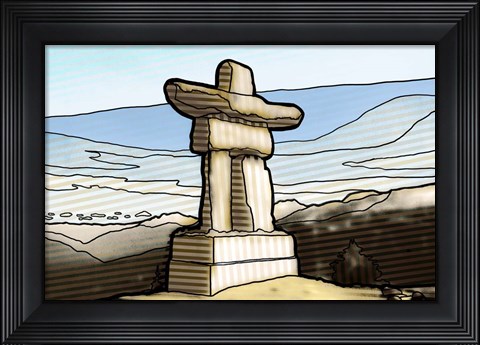 Framed Graphic Inukshuk Print
