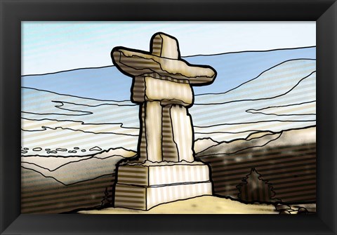 Framed Graphic Inukshuk Print