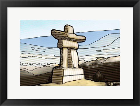 Framed Graphic Inukshuk Print