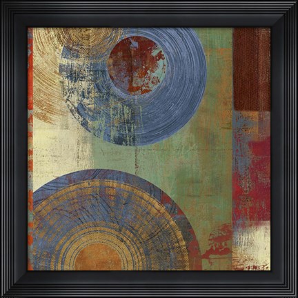 Framed Oribis Blue on Green Print