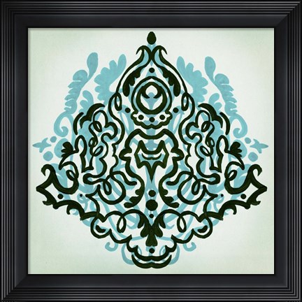Framed Ornamental Navy Pattern II Print