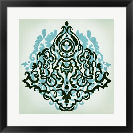 Framed Ornamental Navy Pattern II Print