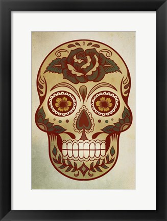 Framed Day of the Dead Skull I Print