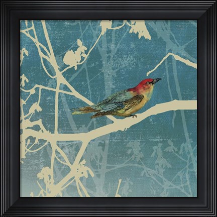 Framed Blue Bird I Print