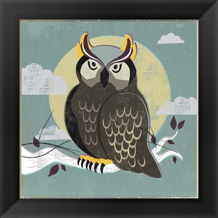 Framed Perched Owl Print