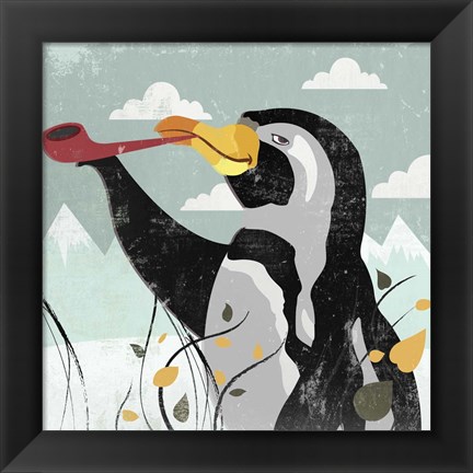 Framed Penguin Stroll Print