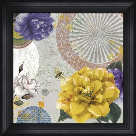 Framed Texture Bouquet Print