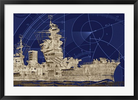 Framed Blueprint Submarine I Print