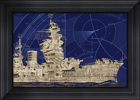 Framed Blueprint Submarine I Print
