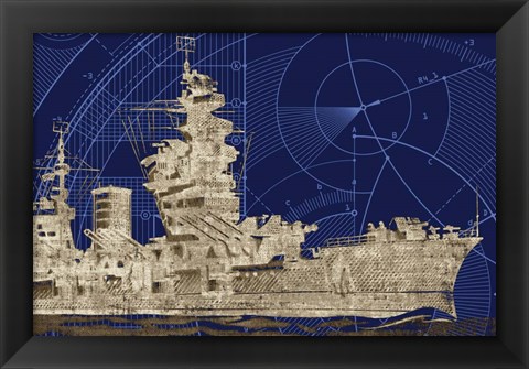 Framed Blueprint Submarine I Print