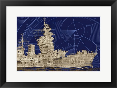 Framed Blueprint Submarine I Print