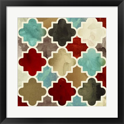 Framed Watercolour Latticework Print