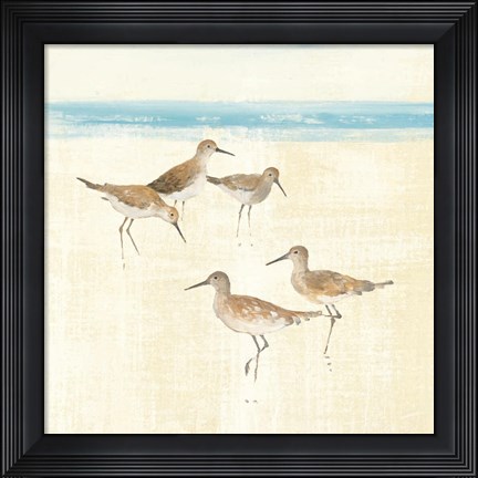 Framed Sandpipers Square I Blue Print