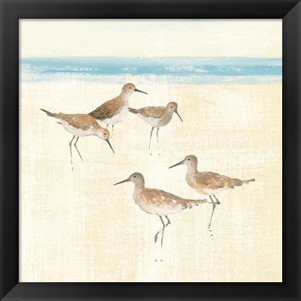 Framed Sandpipers Square I Blue Print