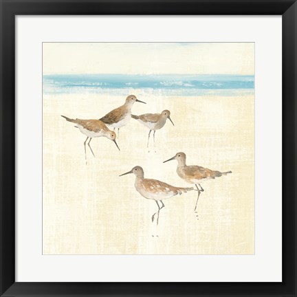 Framed Sandpipers Square I Blue Print