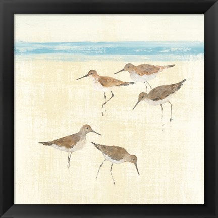 Framed Sandpipers Square II Blue Print