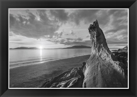 Framed Samish Bay Sunset I BW with border Print