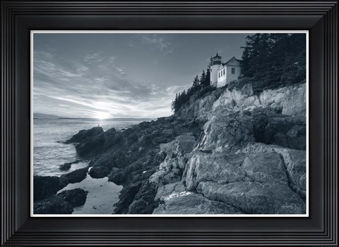 Framed Bass Harbor Head Sunset with Border Print