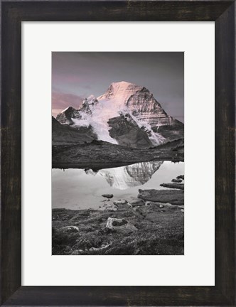 Framed Mount Robson BW with Color Print
