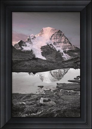 Framed Mount Robson BW with Color Print