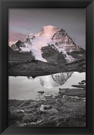 Framed Mount Robson BW with Color Print