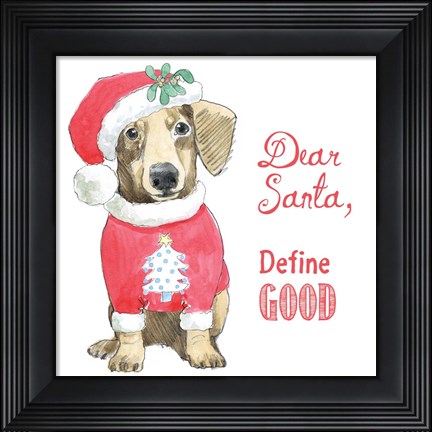 Framed Glamour Pups Christmas III Dear Santa Print