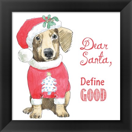 Framed Glamour Pups Christmas III Dear Santa Print