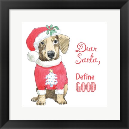 Framed Glamour Pups Christmas III Dear Santa Print