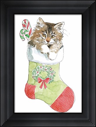 Framed Christmas Kitties IV Print