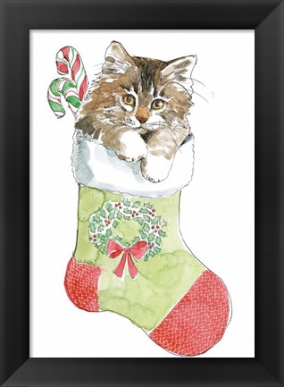 Framed Christmas Kitties IV Print