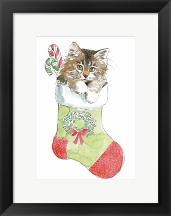 Framed Christmas Kitties IV Print