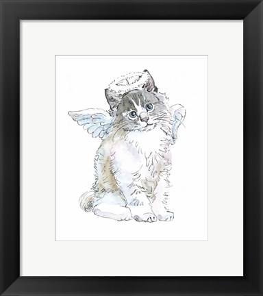 Framed Christmas Kitties I Print