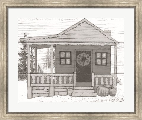Framed Fall Cabin I Print