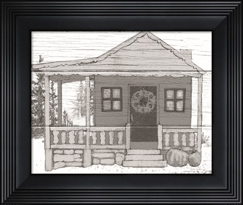 Framed Fall Cabin I Print