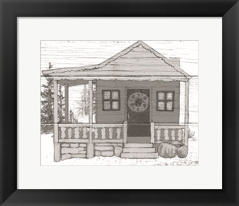 Framed Fall Cabin I Print