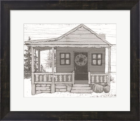 Framed Fall Cabin I Print